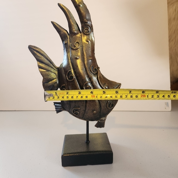 Funky Metal Art Fish On Stand Rustic Brutalist Man Cave Decor Vintage 1990s 90s - Picture 6 of 9